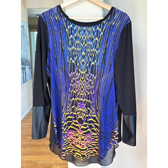 Nygard Black Jersey Knit Stretch Tunic Mixed Media Pull Over M Top Art to Wear - Picture 1 of 7